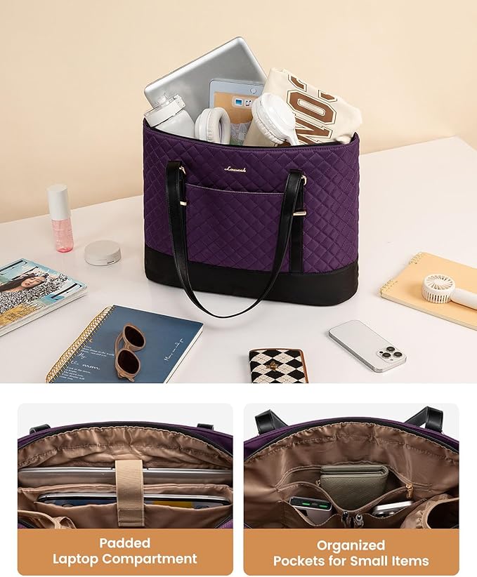 LOVEVOOK Laptop Bag for Women, 15.6 Inch Work Tote Computer Bag With Large Cup Holder, Lightweight Large Laptop Briefcase for Travel, Bussiness, Teacher