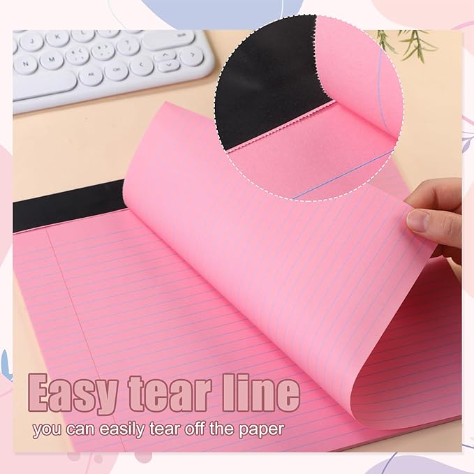 Lincia 12 Pcs 11" x 9.5" Legal Pads College Ruled Notepad Landscape Notebook Horizontal Lined Notebook 80 Gsm Assorted Colors Paper Pastel Writing Pads for School Office, 40 Sheet (Candy Color)