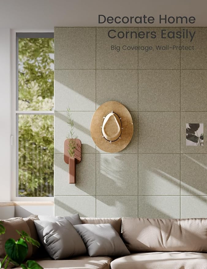 Large Felt Bulletin Board 48" x 36" Cork Board Alternative-12 Pack with 70 Safe Removable Adhesive Tabs, Cork Boards for Walls Cork Board for Home Office Classroom Pin Board - Sage