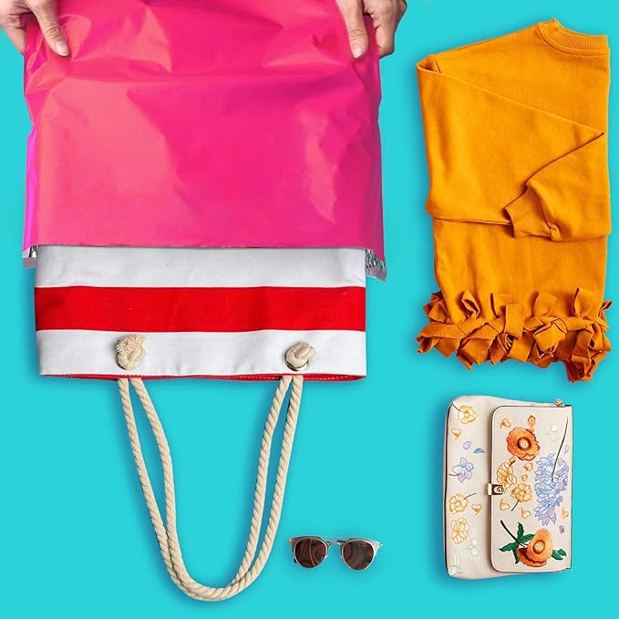 Metronic Poly Mailers 12x15.5 100 Pack Pink, Medium Size Shipping Bags for Clothing, Strong Self-Seal Mailers Poly Bags Shipping Envelopes, Thick Mailing Bags Package Bags for Small Business Shipping