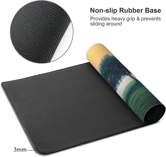 Misty Forest Large Mouse Pad, Vintage Aesthetic Gaming Desk Mat, XXL Keyboard Desk Pad Mat for Desktop, 35.4"x15.7" Non-Slip Base Big Mousepad with Stitched Edges