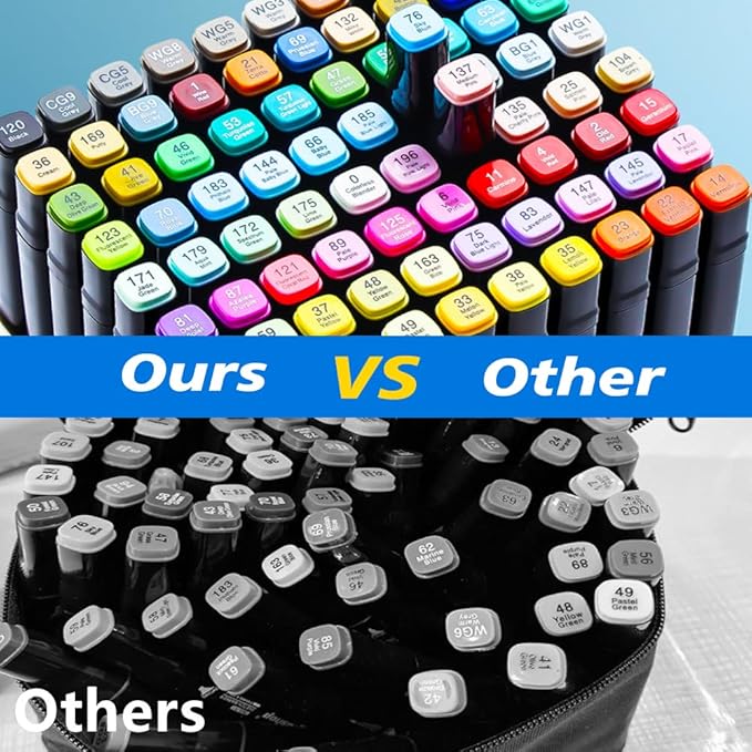 Alcohol Markers 262 Colors Drawing Pens Set Dual Tip Permanent Art Markers for Kids and Adult Gifts -262 Black shell Refillable