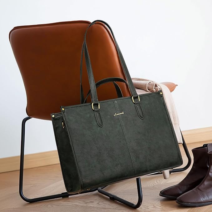 LOVEVOOK Laptop Bag for Women,15.6 inch Work Bags with Clutch, Vintage Leather Laptop Tote Bag,Computer Bag Laptop Purse, Briefcase Tote Bag Shoulder Bag Handbag for Business Office Teacher