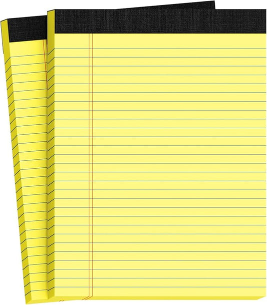 Legal Pads 8.5 X11, Narrow Ruled Notepads, 2 Pack, 50 Sheet/Pad, Yellow Legal Pads, Tear Off Notepad, Perforated Writing Pad, Notebook Paper College Ruled, Notepads for Office Home School, Notepad