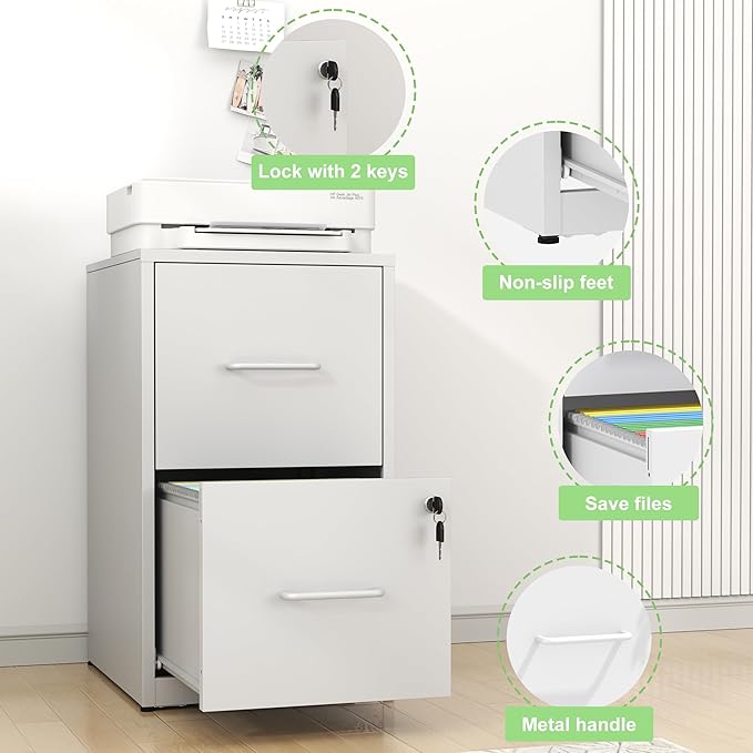 Metal File Cabinet with Drawer Heavy Duty Home Office Steel Vertical Filing Lockable Cabinets for Legal/Letter Size,Assembly Required