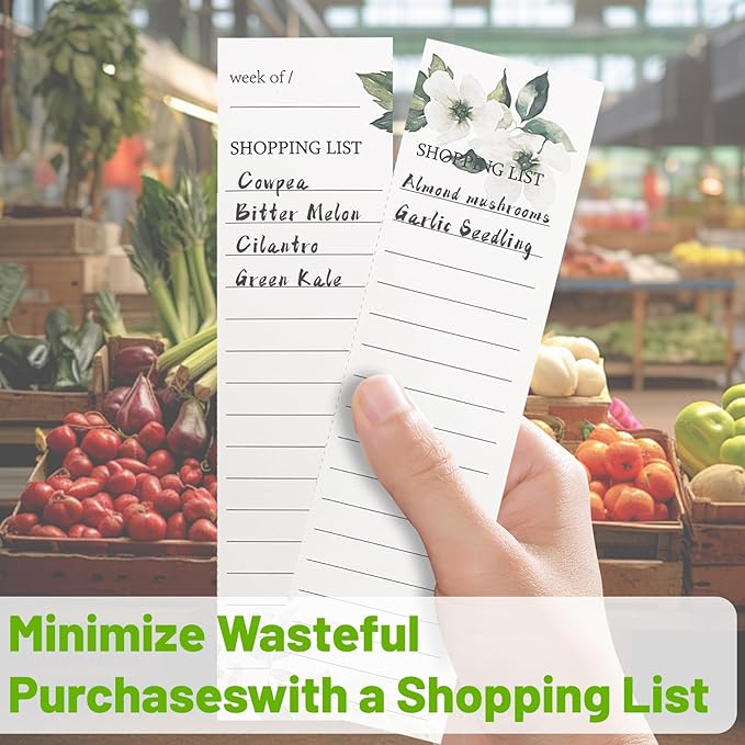 Meal Planner and Grocery List, For Weekly Meal Planner Grocery List, Magnet Pad for Fridge To Do List Notepad, 52 Undated Sheets Meal Planning Pad with 104 Tear Off Shopping List (flowers)