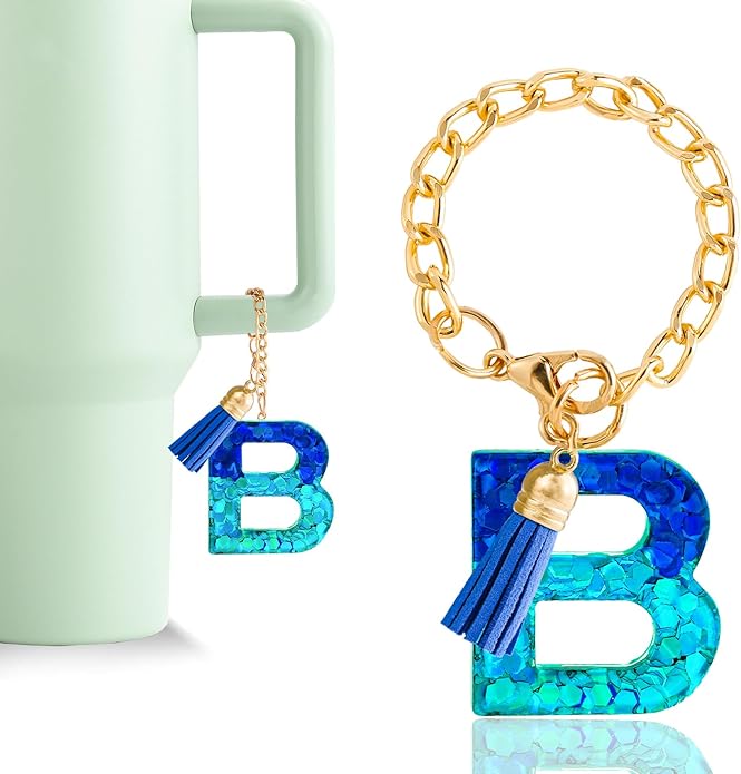 Letter Charm Accessories for Stanley Cup 1 PCS Cute Initial Keychain Handle Charm for Stanley Tumbler for Women