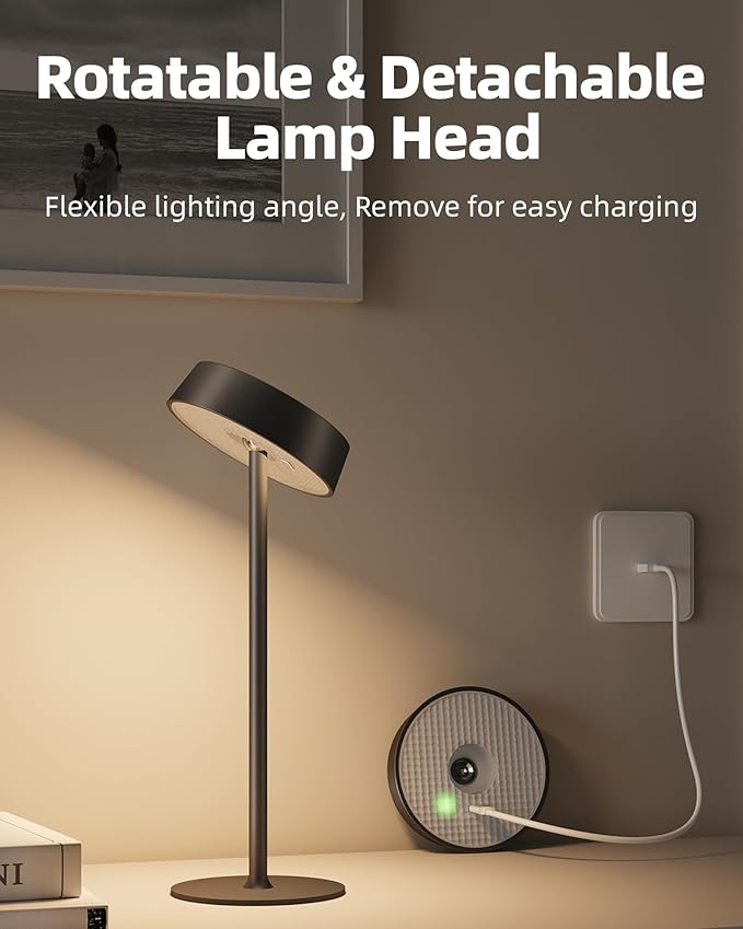 Cordless Lamp, Outdoor Waterproof, Dimmable Touch Control 3 Color Temperature, Battery Operated Portable, RGB, LED Memory Function, Rechargeable Table Lmap, Desk Lamp, Patio Dinning Restaurant Kitchen