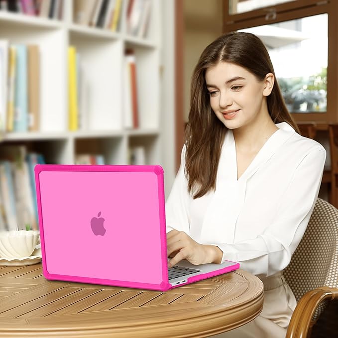 MOSISO Compatible with MacBook Pro 13 inch Case M2 2025-2016 A2338 M1 A2251 A2289 A2159 A1989 A1708 A1706, Anti-Cracking Heavy Duty Plastic TPU Bumper Hard Case&Keyboard Skin&Screen Film, Bright Rose