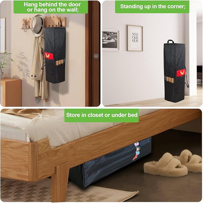 Newbob Wrapping Paper Storage Bag, 41" Gift Wrapping Organizer Storage for Paper Rolls up to 30 Rolls, Heavy Duty Waterproof Gift Wrap Container with PVC & Side Pocket & Handles & Zipper