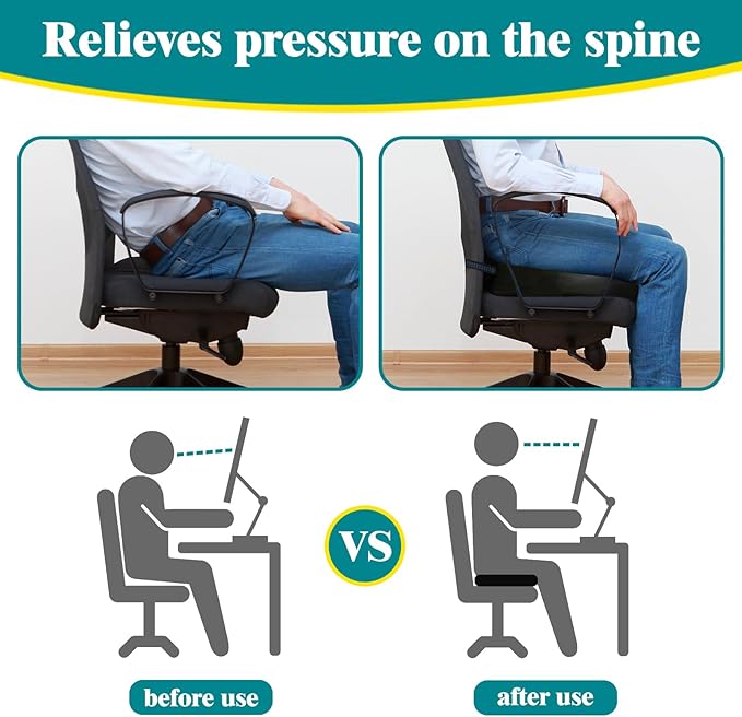 Leather Seat Cushion Extra-Thick Booster Seat with Breathable Bottom Layer Perfect for Office Chair or Car Seat Provides Support for Elderly or Those with Limited Mobility (2)