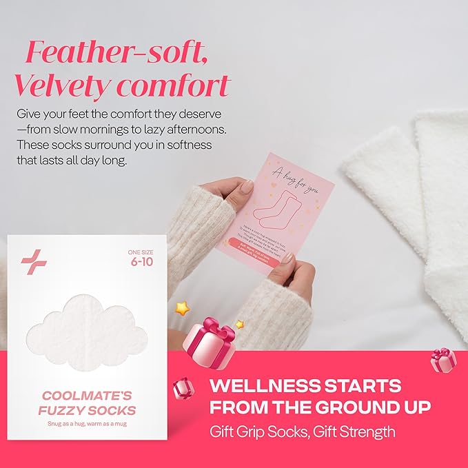 CoolMate GLOBAL Fuzzy Socks for Women Gift Box, Cozy, Soft, Comfy & Cloud-Like Socks, Plush, Durable for Spa, Home