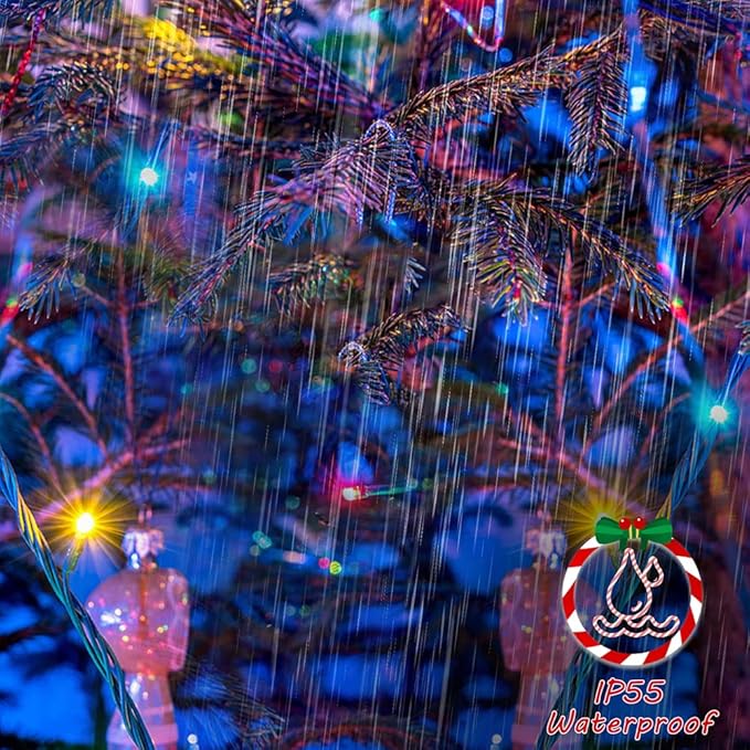 Multicolor Outdoor Christmas Lights - 105FT 300 LED, Indoor, Waterproof, Xmas Tree Decorations, Garden Party