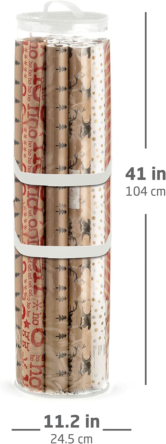 ZOBER Wrapping Paper Organizer – 40 Inch Waterproof Storage for Gift Wrap – Holds 25 Standard Rolls