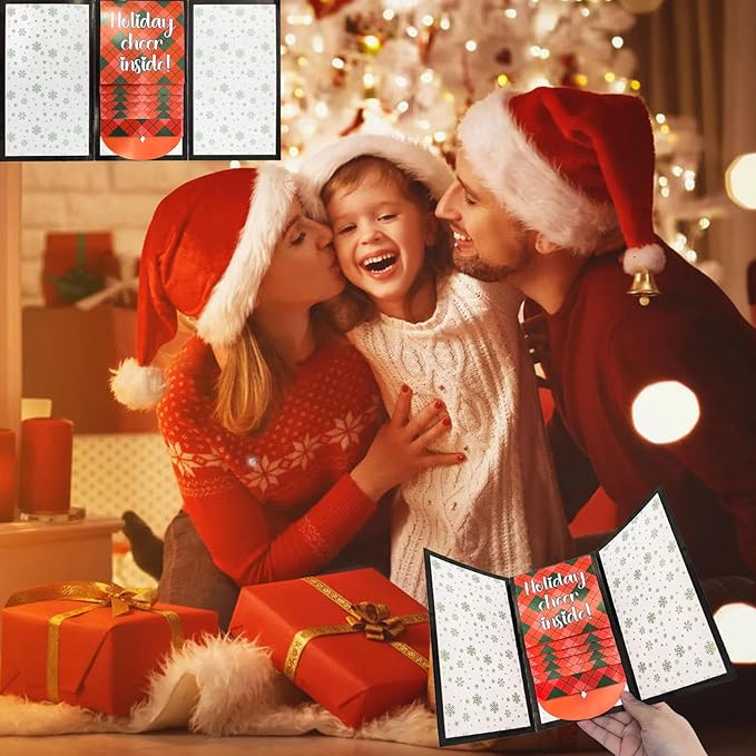 2Pcs Handmade Waterfall Christmas Gift Card Booklet, Money Envelopes for Cash, Pull-out Design Merry ChristmasCards DIY Giftcard Booklet, Holiday Party Christmas Gifts Card Book Supplies