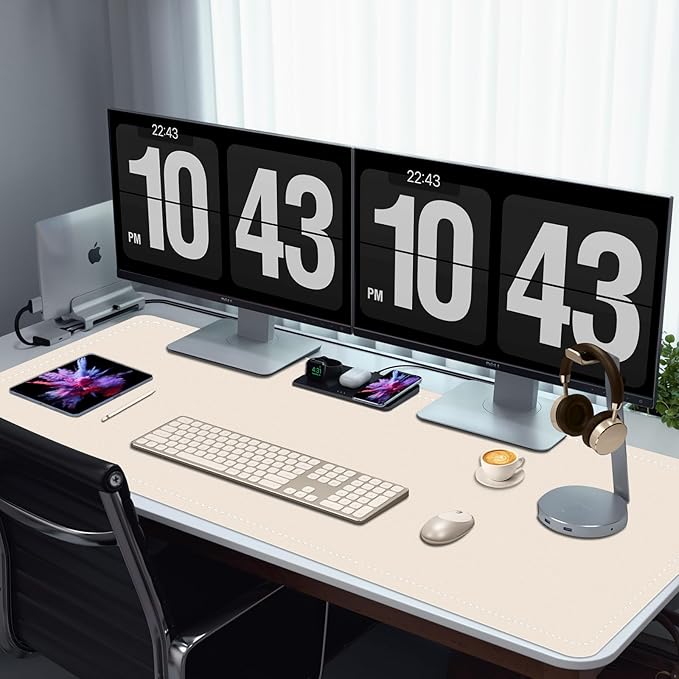 Non-Slip Desk Pad, 24" x 14" Large Mouse Pad, PU Leather Desk Mat with Suede, Laptop Desk Pad, Waterproof Keyboard Pad, Desk Blotter for Office/Home/Decor (Apricot)