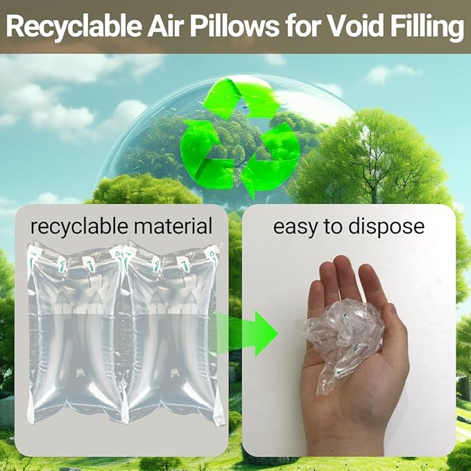 Packing Air Pillows for Shipping 300 Count Inflatable Packaging Air Bags with Pump, Purse Fillers for Shape Space Saving Air Cushion Package Alternative to Packing Peanuts, 3.54'' x 7.87''