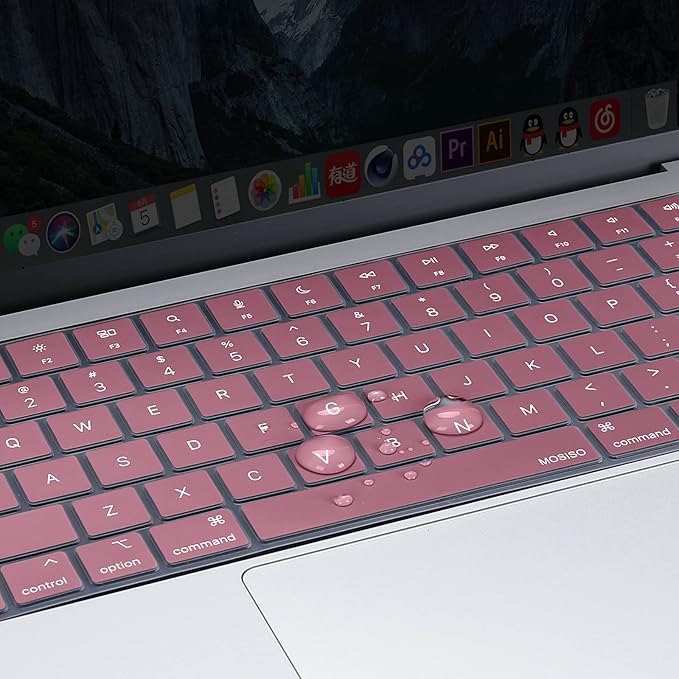 MOSISO Keyboard Cover Skin Compatible with MacBook Air 15 inch M3 A3114 M2 A2941/Air 13.6 A3113 A2681/Pro 14/16 M4 M3 M2 M1, Tea Petal Pink