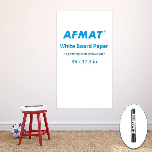 AFMAT WS40 Whiteboard Sticker, 17.3" x 36" Dry Erase Wallpaper, Peel and Stick White Board for Wall, Stain-Proof Whiteboard Contact Paper Roll, Dry Erase Board Stick on for Office/Classroom, 1 Marker