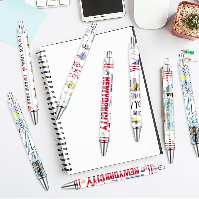 New York Ballpoint Pens - 24PCS New York Souvenirs City Travel Pens Set NYC City Souvenirs Love NY Gifts Pen Retractable USA Themed Ballpoint Pens for Office School Supplies Traveler Gift