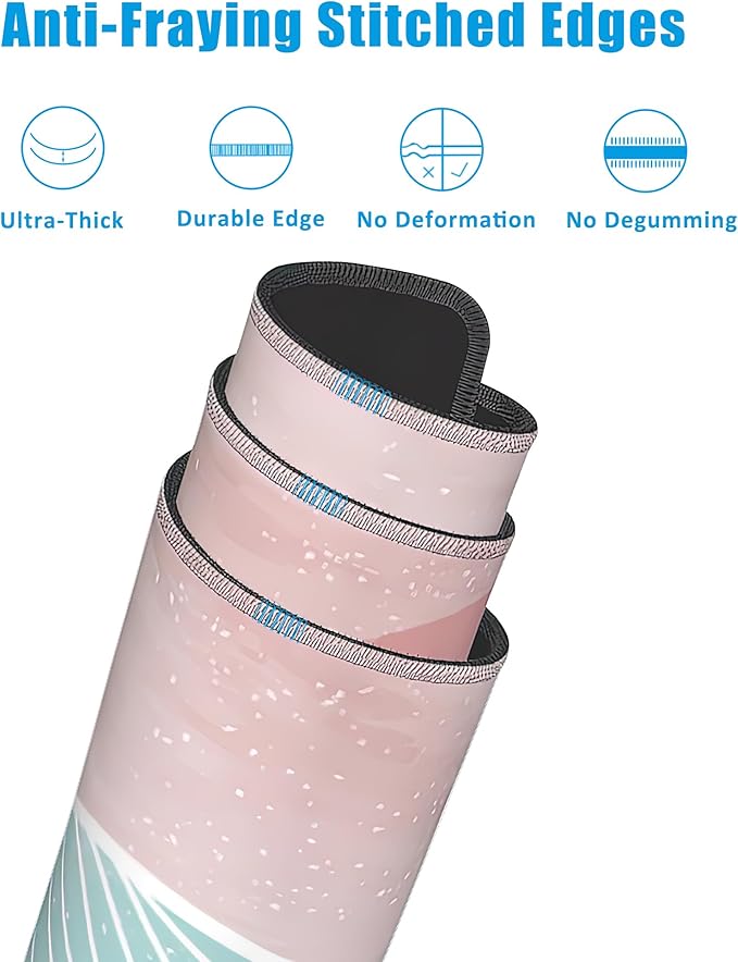 Ocean Wave and Mountain Large Gaming Mouse Pad,Waterproof Desk Mat for Desktop,Non-Slip Rubber Base Mousepad with Stitched Edges for Laptop Office and Home 35.4X15.7 Inch