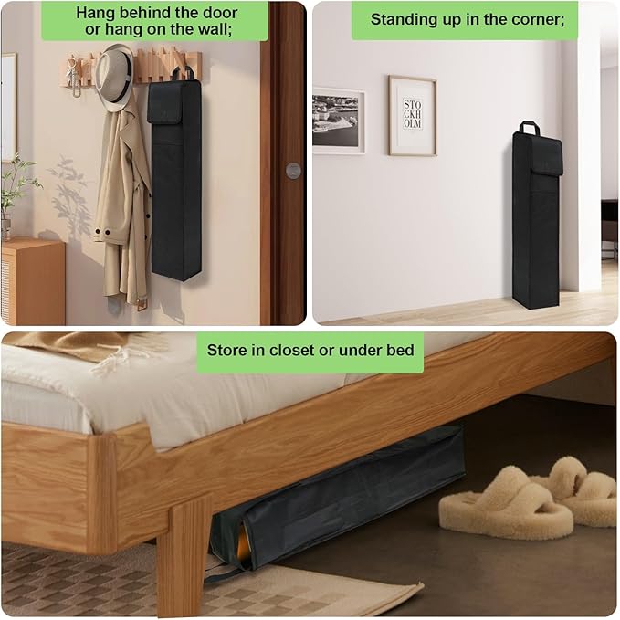 Newbob Wrapping Paper Organizer Storage, 31" Christmas Wrapping Paper Holder for 9 Standard Rolls, Waterproof Gift Wrap Storage Bag with Side Pocket & Handles