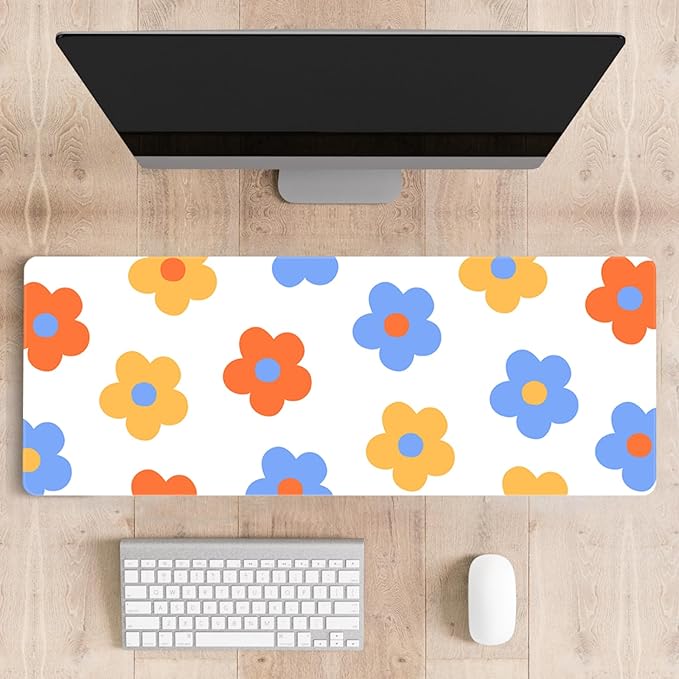 Mousepad Desk Mat Gaming Large Keyboard Cute Office Desktop Computer Laptop XXL Long Big Kawaii Aesthetic Girly Pretty Design Women Girl Gamer Oversized Wide 30x12'' Mousepad, Color Flower