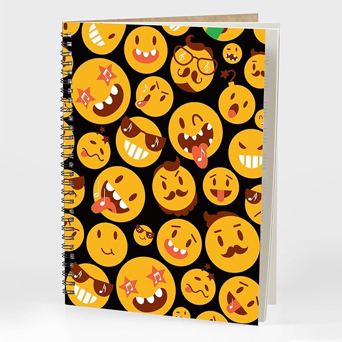 MAXCURY Blank Sheet Music Composition Manuscript Staff Paper Art Music Notebook Black 100 Pages 26x19cm (FunnyEmojis/Black)