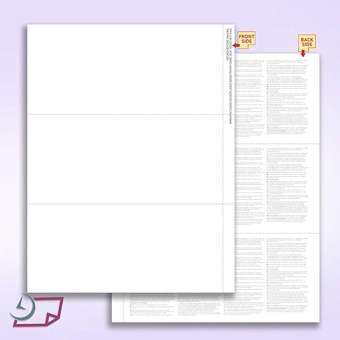 NextDayLabels - W-2 3-Up Employee Tax Forms, Instructions on Back" for 2025, for Laser/Inkjet Printer. Compatible with QuickBooks and Accounting Software ETC. (Pack of 100 Sheets)