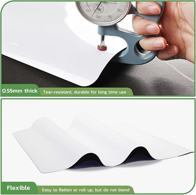 Magnetic Dry Erase Board: Small Fridge Whiteboard, Flexible Refrigerator Magnet White Board, Blank Writing Note Sheet with Kitchen Conversion Chart Magnet, 4 Markers & Eraser - 12 x 8