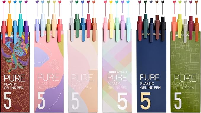 Kaco PURE Colored Gel Pens, 30 Pieces Assorted Color Ink 0.5 mm Fine Point Aesthetic Pens for Journaling Cute Stationery Office Supplies (30 Color Ink Assorted)