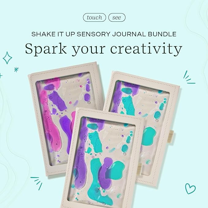 Lifelines Sensory Journal, 3-Pack Shake It Up Bundle - Fidget Ruled Notebook Journal with Interactive Tactile Cover & Embossed Patterns - 160 Page, Soft Cover Book Writing Journal