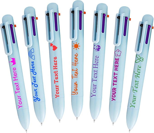 Personalized Multicolor Ballpoint Pen Bulk Custom 6-In-1 Pens with Name Logo Customized Color Pen Boys Girls Teacher Business Gift Dblue_70PC