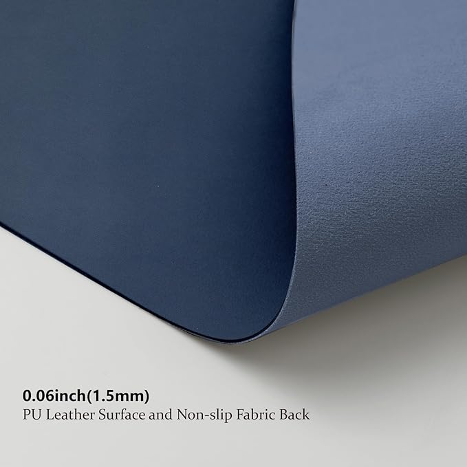 Leather Desk Mat - Non-Slip PU Desk Pad for Office and Home - Desk Organization and Accessories - Ideal for Large Mouse Pad and Desk Mats on Top of Desks (Dark Blue,27.6"x 13.8")