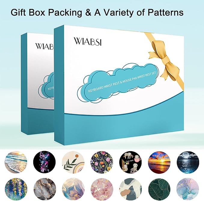 Mouse Pad and Keyboard Wrist Rest Support, with Non-Slip PU Base,Gel Mouse Pad with Coaster,Pain Relief for Gaming, Computer,Office -Blue Marble