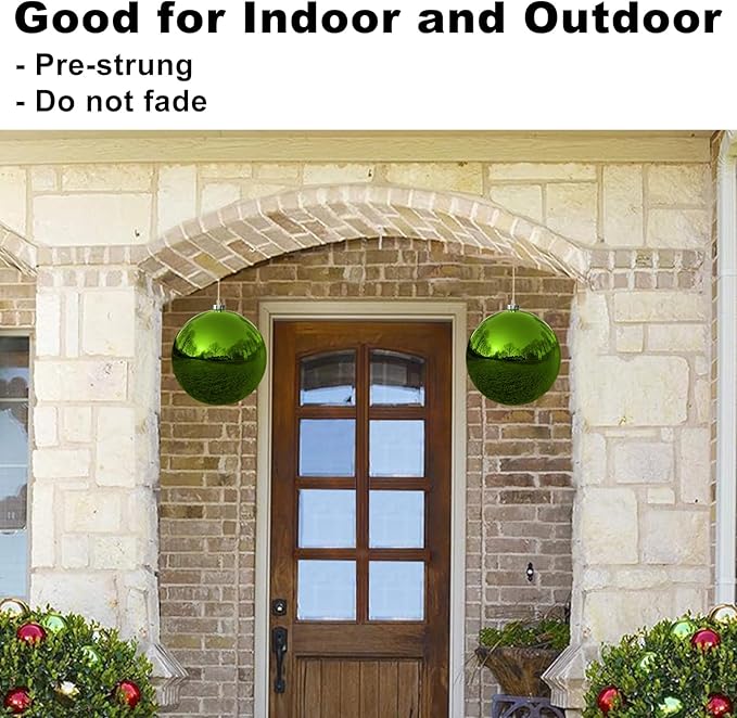 Lime Green 8.0" Extra Large Christmas Ornaments - Christmas Tree Decoration Balls Shatterproof Hanging Shiny Balls for Birthday Holiday Wedding Decorations Set of 2pcs