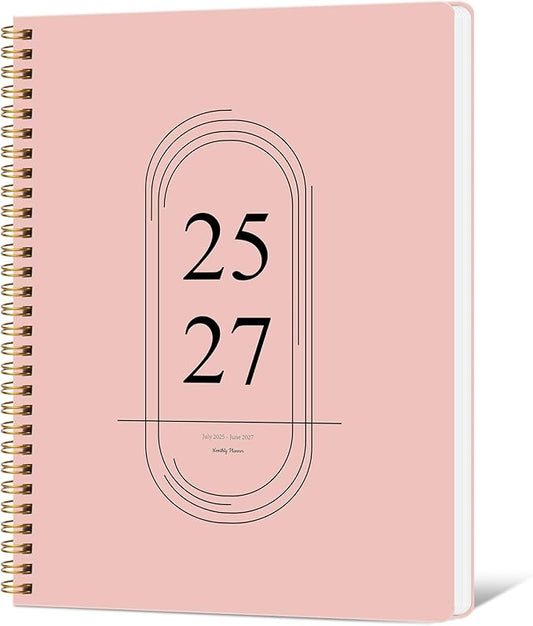 Monthly Planner 2025-2027, Simplified Monthly Calendar Planner, 24 Months Calendar, July 2025 - June 2027, 8.5" * 11", Waterproof Cover with Spiral Bound, for Office, School - Pink