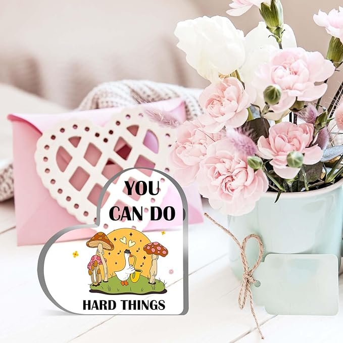 Mental Health Decor, Psychotherapy Affirmations Heart Acrylic Sign, Positive Sayings Sign, Mental Health Anxiety Healthy Coping Skill, Inspirational Gifts for School Home Tabletop Therapy Office Decor