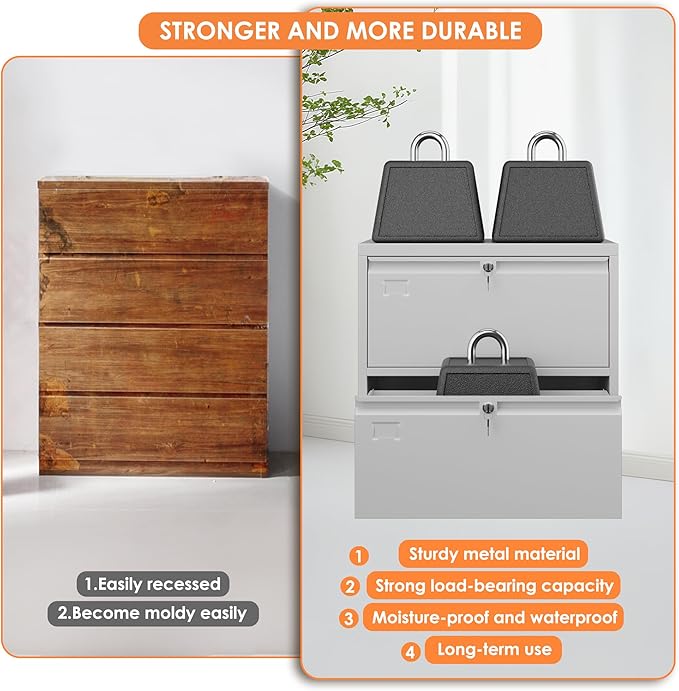 METAN Upgrade Metal 2 Drawer Lateral Files Cabinet for Home Office, Lockable Steel Wide File Storage Cabinet for Hanging Legal/Letter A4 Size, Assembly Required,White