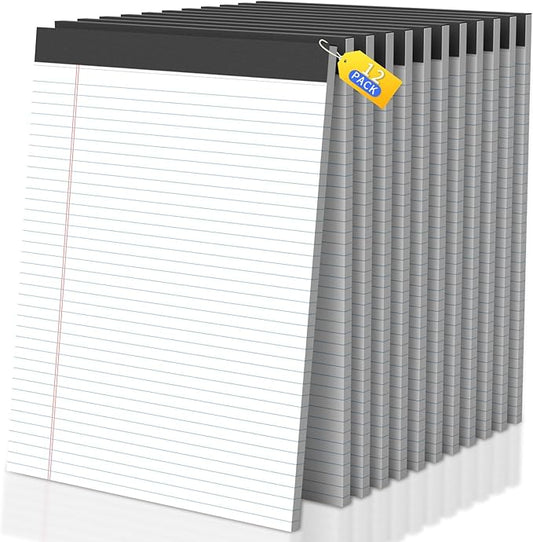 Legal Pads 8.5 X11.75, Narrow Ruled Notepads, 12 Pack, 30 Sheet/Pad, White Legal Pads, Tear Off Notepad, Perforated Writing Pad, Notebook Paper College Ruled, Notepads for Office Home School, Notepad