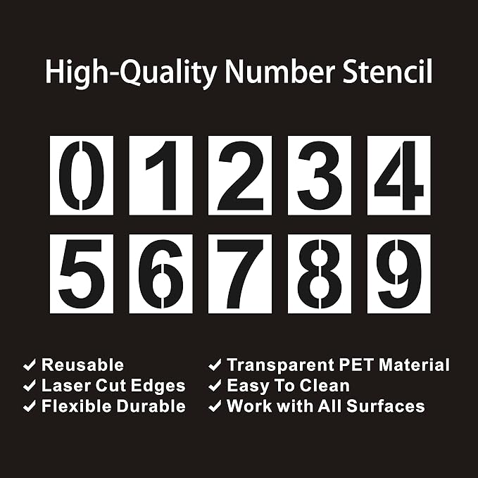 10 Inch Number Stencils Plastic Number Stencils Reusable Digital Painting Templates for Cake Stencil Address Templates