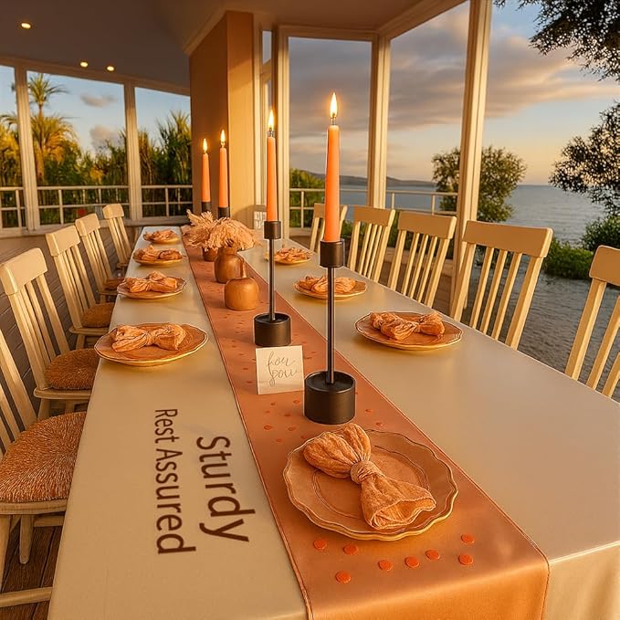 YUMORE Small Candle Holders - Pillar Candle Solid Stainless Steel Stands for Halloween, Wedding Centerpieces, Dining Table, Mantel Decor, Modern Farmhouse, Matte Black 3-Packs