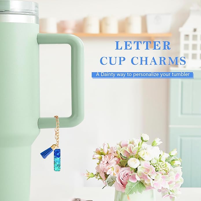 Letter Charm Accessories for Stanley Cup 1 PCS Cute Initial Keychain Handle Charm for Stanley Tumbler for Women