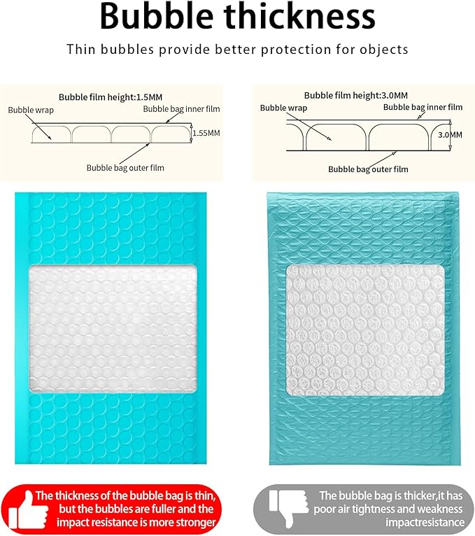 packbabol Bubble Mailers, 6x9 Inch Padded Bubble Mailers Pack of 100 Bubble Envelopes Opaque Self Seal Adhesive Waterproof Bags for Shipping and Packaging (Teal, 6x9-100)