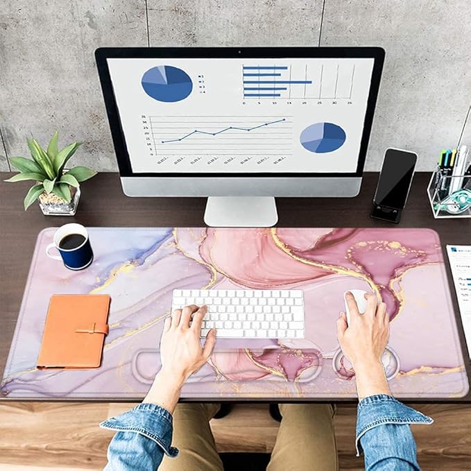 LATEEFAH Desk Mat, Mouse Pad with Wrist Rest, 4-in-1 Large Mouse Pads for Desk, Ergonomic Mouse Pad and Keyboard Wrist Rest Gaming Keyboard Mat for Office, Home