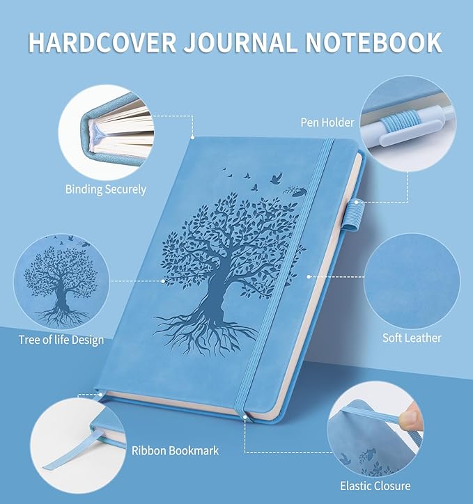 Lined Journal Notebook for Women Men, A5 Hardcover Leather Journals for Writing, 200 Pages Thick Paper, Daily Journal Notebook for Work, School, Note Taking, Business, Travel, College Ruled