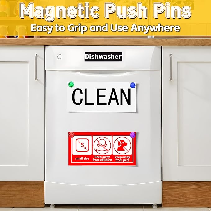 VNDUEEY 24 Pack Fridge Magnets, 4 Colors Refrigerator Magnet, Whiteboard Magnets Dry Erase Magnet, Magnetic Push Pins for Kitchen, Office, Classroom, Adults