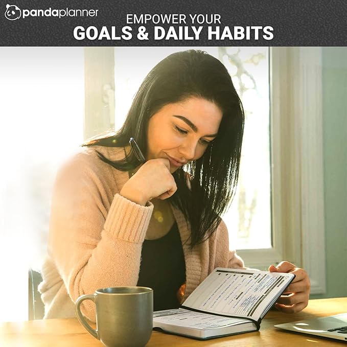 Panda Planner Classic A5 Daily Planner 2026 – Undated Quarterly & Productivity Planner with Hourly Schedule, To Do List, Daily Journal, Goal Planner, Habit Tracker & Gratitude Organizer – Black