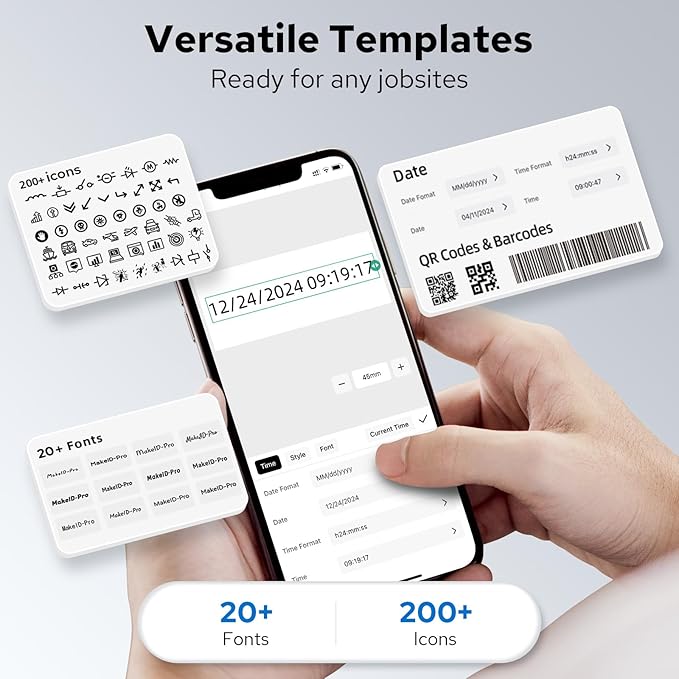 Makeid P31 Industrial Label Maker, Thermal Transfer Label Printer Portable Bluetooth Labeler with 0.71" W x 26.24ft L Label, Wire and Cable Labeling Machine for Job Sites, Fast Creat and Print Label