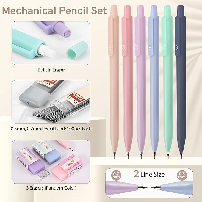 DazSirit 62 PCS Aesthetic School Supplies with Foldable Pencil Case, 12 Pastel Highlighters, 4 Erasable Pens, 5 Gel Pens, 6 Mechanical Pencils, Sticky Notes, Complete Stationery Kit for Girls, Blue